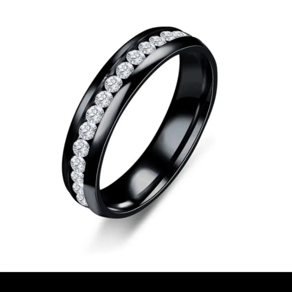 Titanium Steel Ring With Rhinestones - Picture 1 of 1